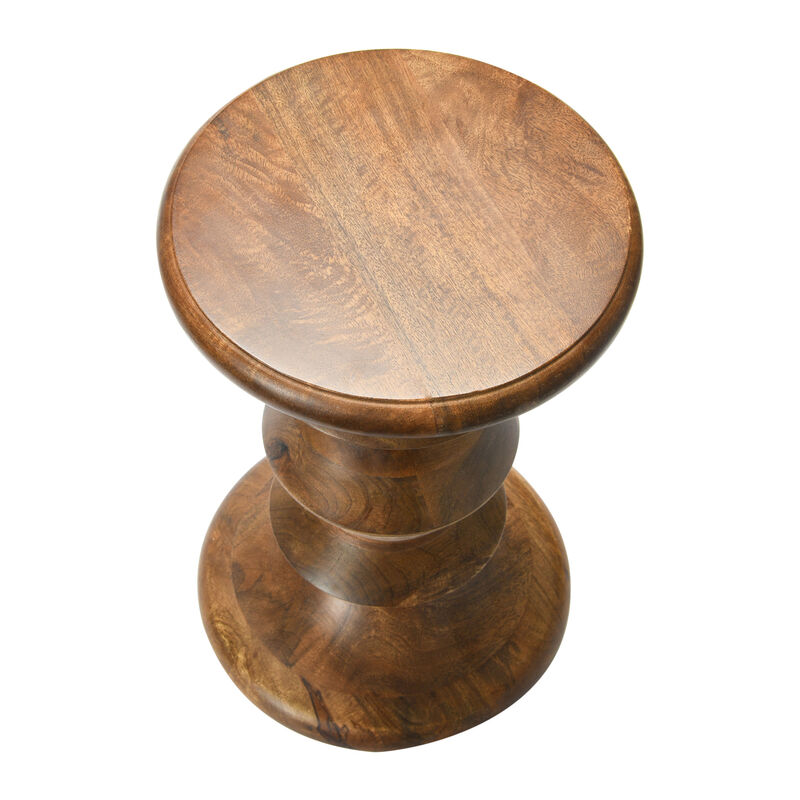 Berns Mid Century Modern Solid Wood End Table or Stool, Classic Walnut Finish image number 3