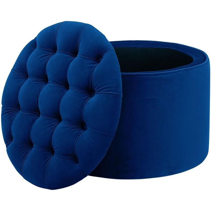 Tov Furniture Queen Navy Velvet Storage Ottoman image number 4
