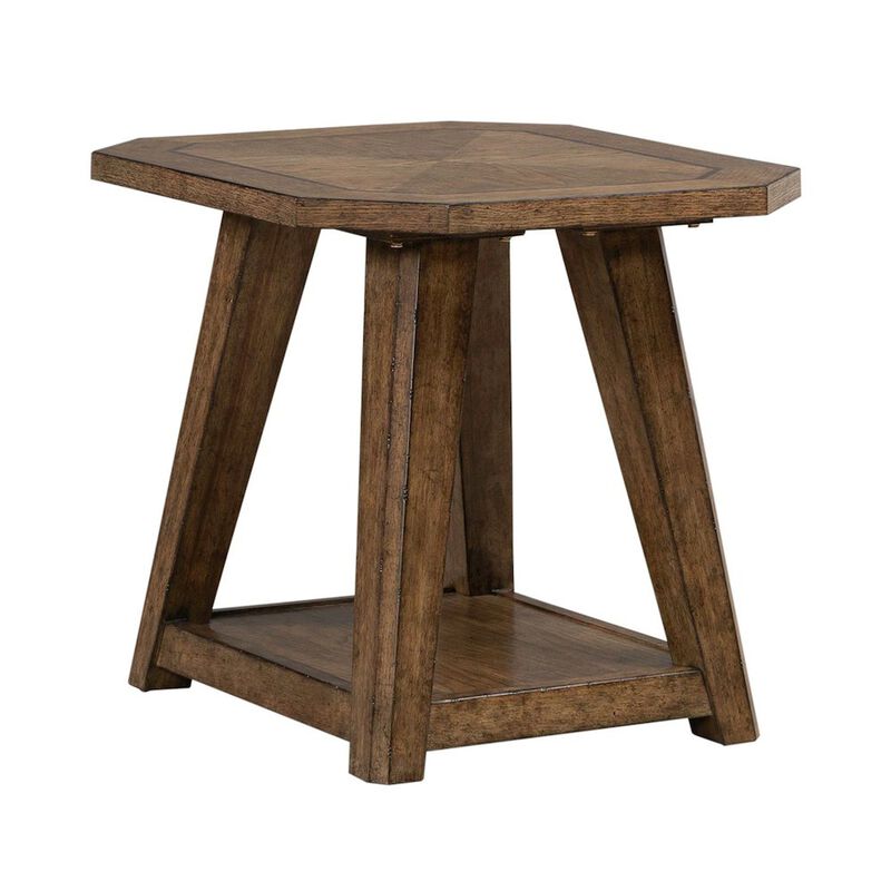 Liberty Furniture Carolina Park Octagonal End Table for Living Room - Amber Brown Oak image number 5