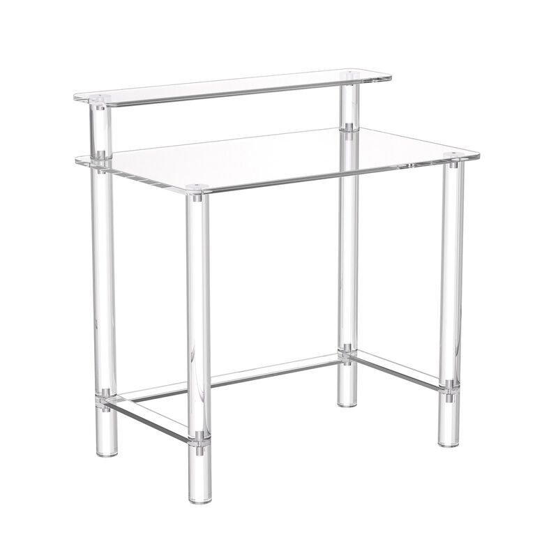 Modern Acrylic Computer Desk with Monitor Stand and Storage image number 0