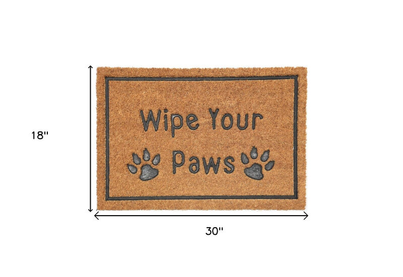 HomeRoots 18" X 30" Beige and Gray Coir Wipe Your Paws Outdoor Door Mat image number 4