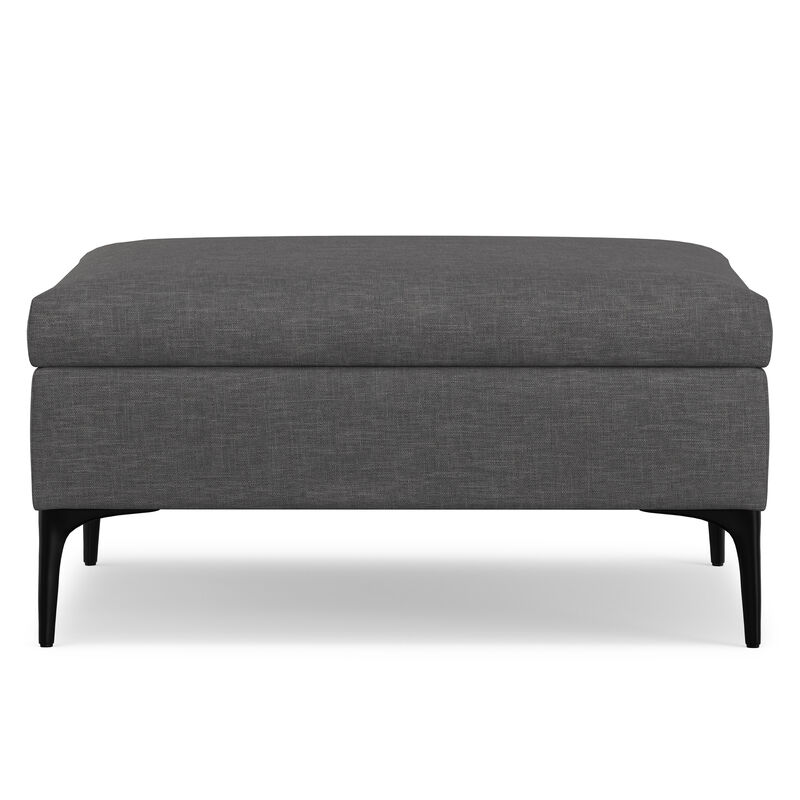Rebecca 36 inch Wide Contemporary Square Mid&nbsp;Century Coffee Table&nbsp;Storage Ottoman with Lift Up Lid in Slate Grey Polyester Linen, Assembled image number 5