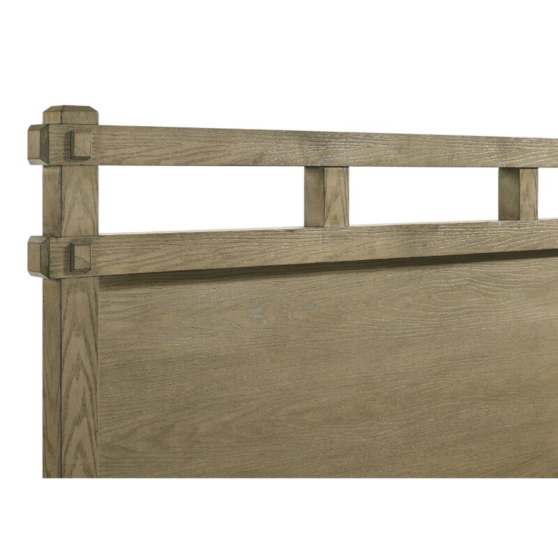 Hazel Queen Panel Bed, Open-Slat Headboard, Vineyard Oak Rubberwood image number 6