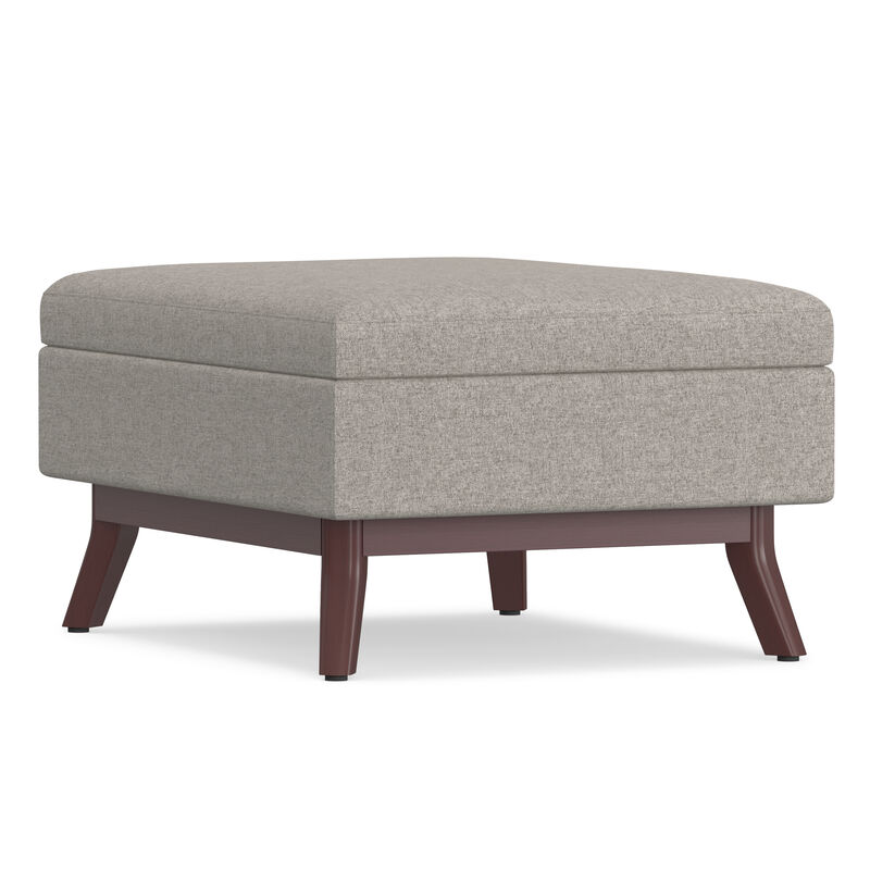 Owen Coffee Table Storage Ottoman in Cloud Grey Polyester Fabric