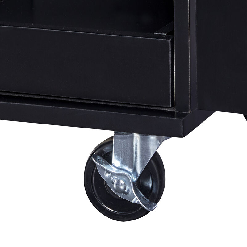 Rolling Kitchen Island with Storage, Kitchen Cart with Rubber Wood Top, 3 Drawer, 2 Slide-Out Shelf and Internal Storage Rack, Kitchen Island on Wheels with Spice Rack & Tower Rack