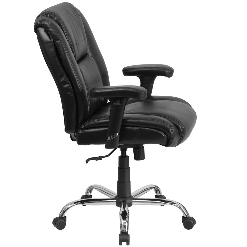 HERCULES Series Big & Tall 400 lb. Rated LeatherSoft Ergonomic Task Office Chair with Chrome Base and Adjustable Arms image number 7