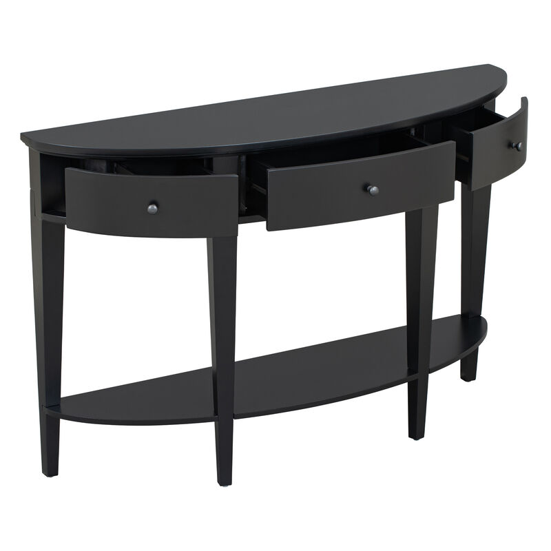Modern Curved Console Table Sofa Table with 3 drawers and 1 Shelf for Hallway, Entryway