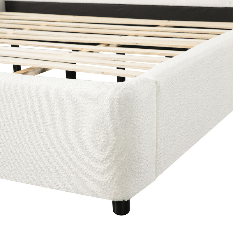 Christopher Knight Home Vigour Boucle Upholstered Platform Bed with Wingback Headboard image number 6