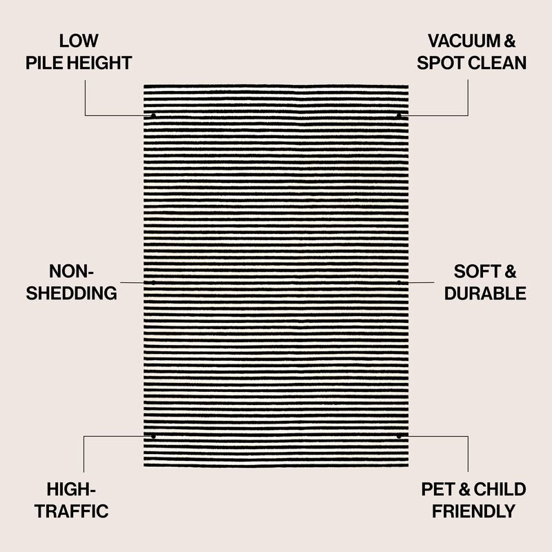 Aarhus Minimalist Scandi Striped Area Rug