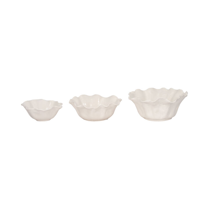 S/3 Petal Bowls, Ivory