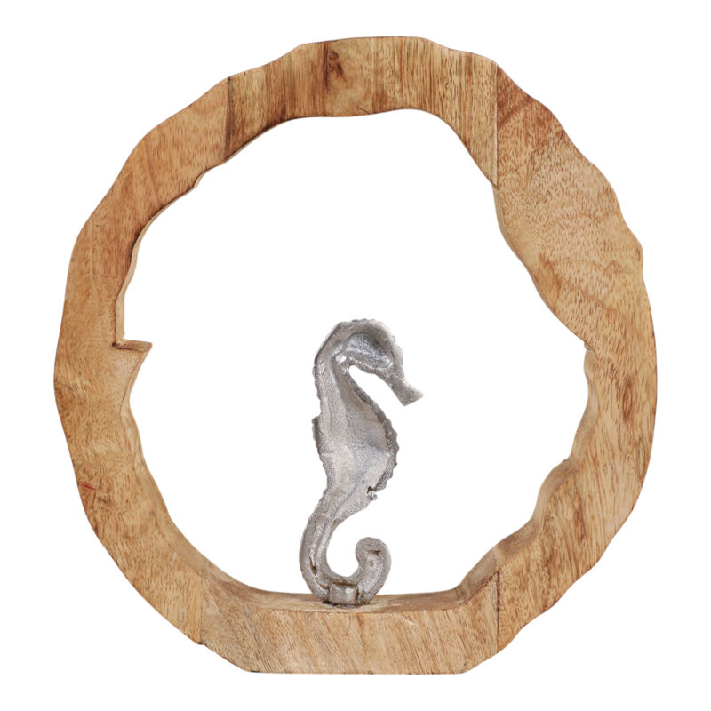 11x11 Seahorse In Wood Round image number 3