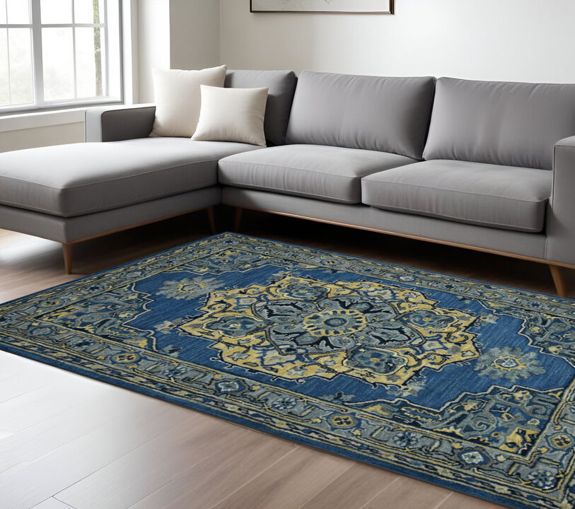 HomeRoots Wool Medallion Hand Tufted Area Rug