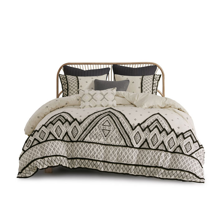 Gracie Mills Fannie Boho Eclectic Cotton and Flax Linen Blend Comforter Set