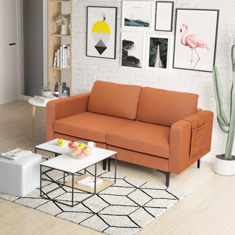Modern Loveseat Sofa Couch with Side Storage Pocket and Padded Sponge Seat Cushions for Living Room image number 4