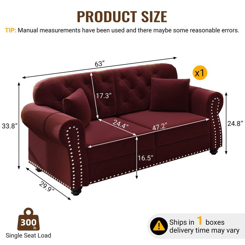Besfan Chesterfield Loveseat image number 8