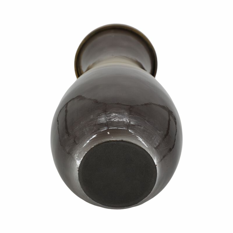 Glass 18" Vase With Metal Rim image number 5