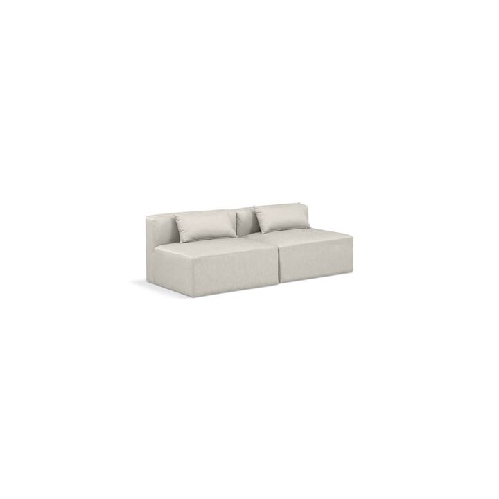 Meridian Furniture Cube Cream Vegan Leather Modular Sofa