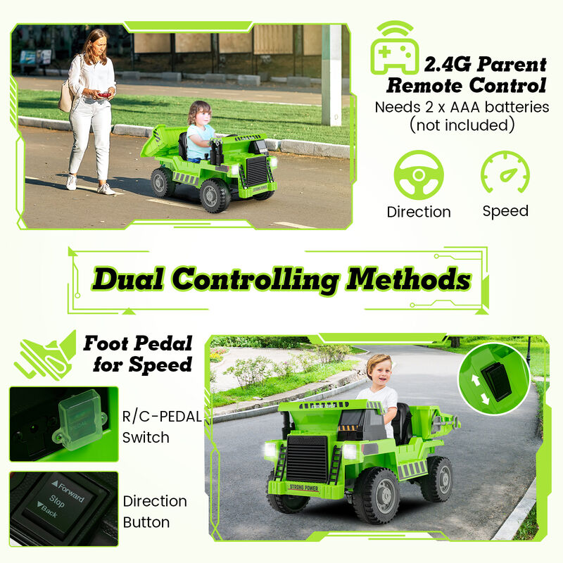 Electric Kids Ride On Dump Truck with 12V Battery and Working Dump Bed image number 5