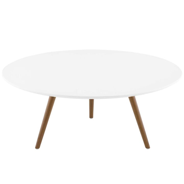 Modway Lippa 36" Mid-Century Modern Round Coffee Table with Tripod Base in Walnut White