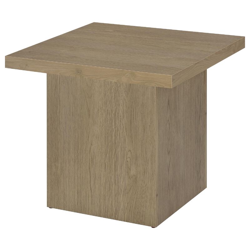 Darla Square Side-End Table, Block Style Base, Wood image number 4