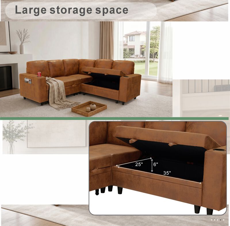 Lelork L-Shape Sectional Sleeper sofa image number 7