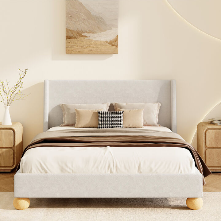 Merax Modern Velvet Upholstered Platform Bed