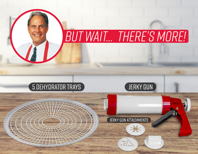 Ronco Beef Jerky Machine with 5 Stackable Trays, Easy-to-Use Dehydrator and Food Preserver, Perfect for Meat, Fruit, Vegetables and More