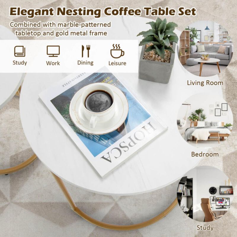 Hivvago Modern Nesting Coffee Table Set of 2-White
