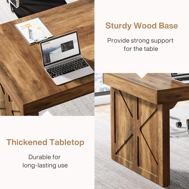 Modern Office Desk &ndash; Spacious Work Surface with Storage for Home or Work Setup