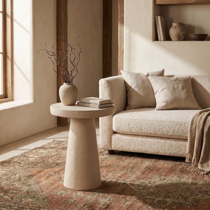 Rowena Interiors Magnesium Oxide Tapered Side Table, Cream