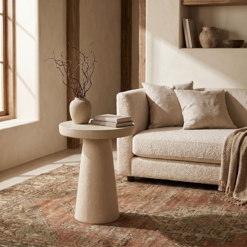Rowena Interiors Magnesium Oxide Tapered Side Table, Cream image number 1