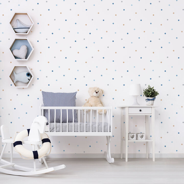 Just 4 Kids 2 Giant Polko Dots Blue Wallpaper G56520