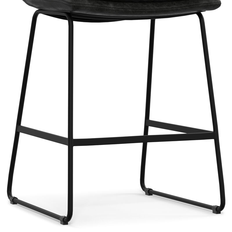 Danika Mid-Century Modern Counter Height stool (Set of 2) in Distressed Charcoal Grey Vegan Faux Leather