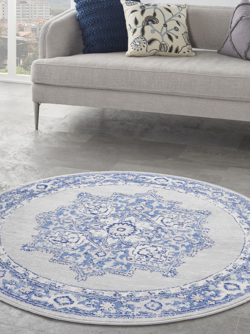 Whimsicle WHS03 Gray/Blue 5' x Round Rug