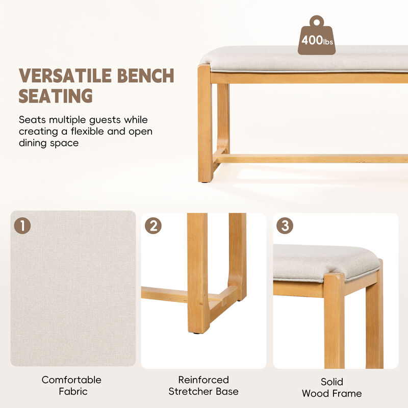 Merax Extendable Dining Table Set with 6 Seats, Solid Wood Construction, Padded Seating image number 6