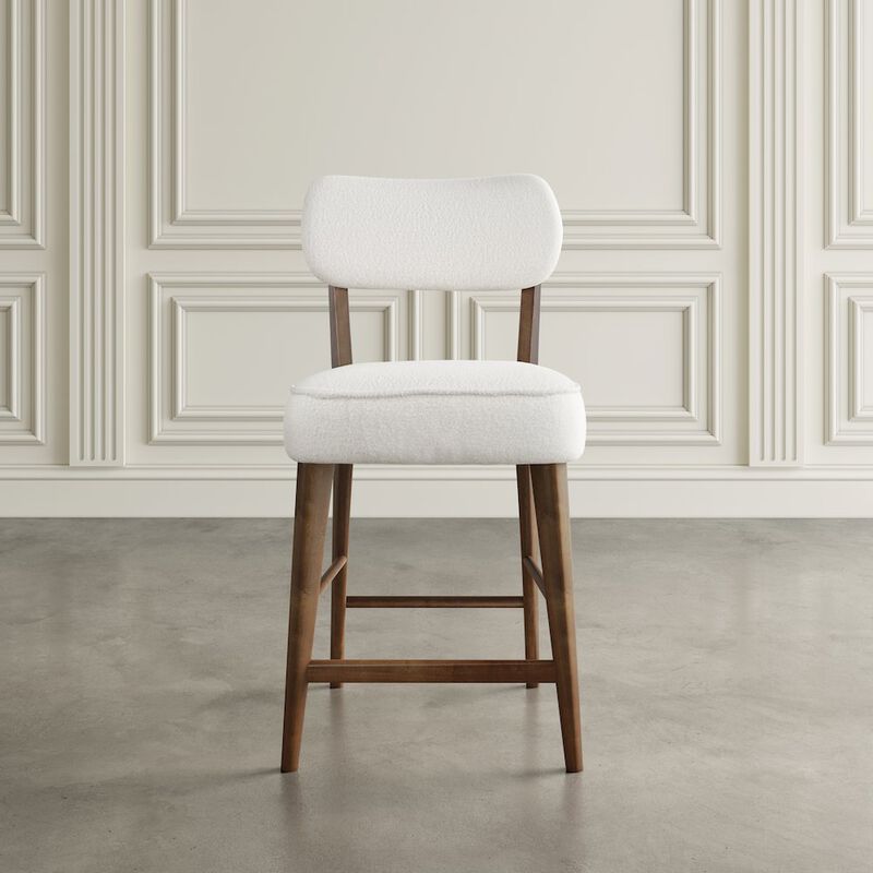Jofran Wes Mid-Century Modern Boucle Upholstery Counter Barstool (Set of 2)