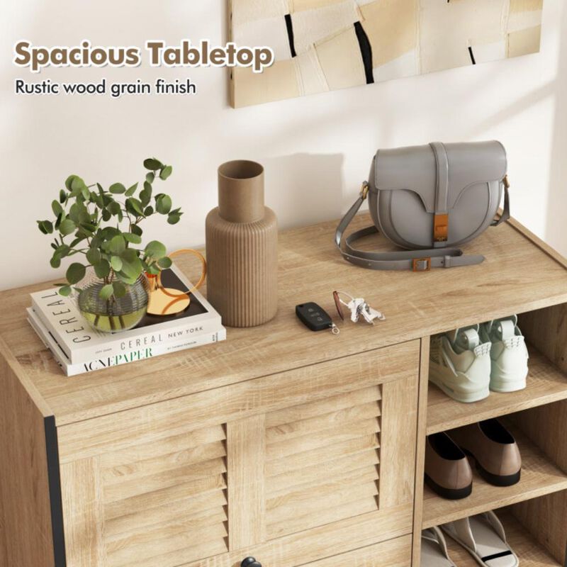 Hivvago Shoe Rack Organizer with Flip-up See-through Doors and Adjustable Shelves