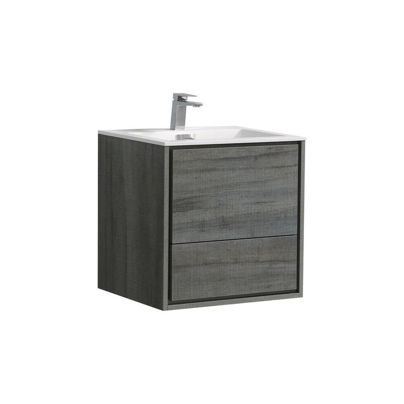 Kubebath DeLusso 24 Ocean Gray Wall Mount Modern Bathroom Vanity