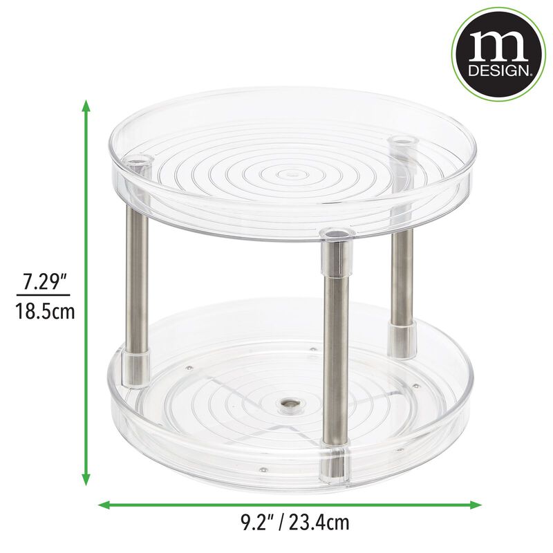 mDesign Spinning 2-Tier Lazy Susan Turntable Storage Tower for Bathroom - Clear image number 8