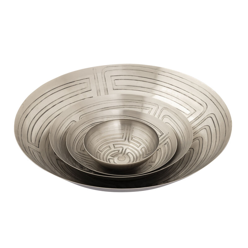 Maze Etched Bowl in Silver