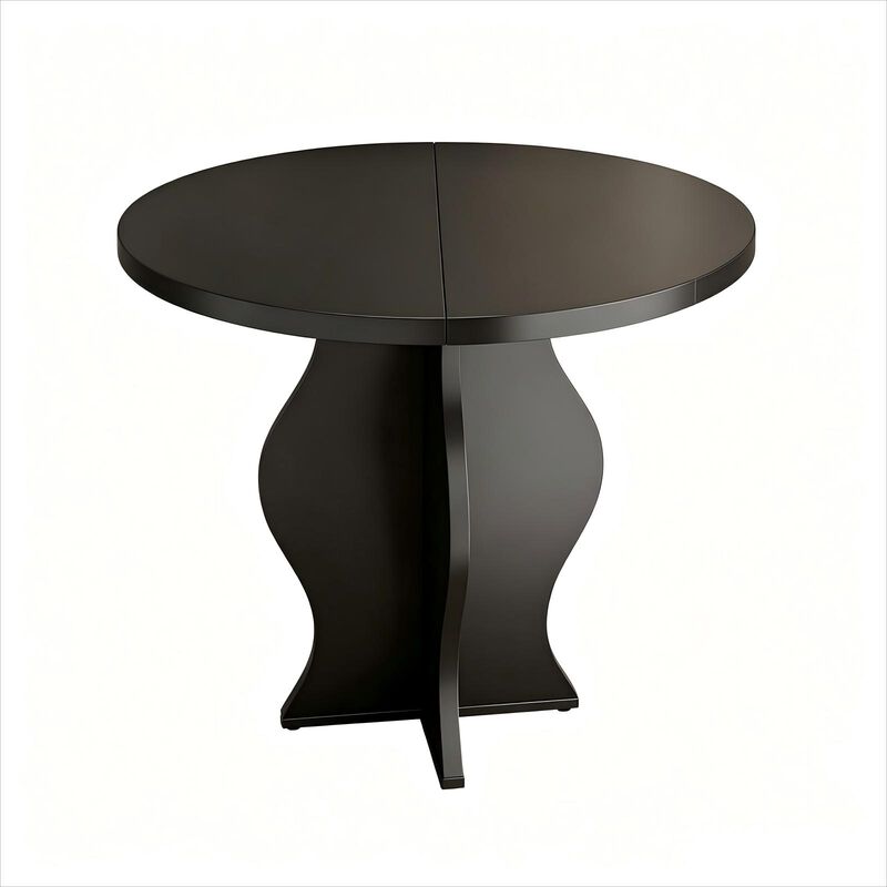 31.5" Round Dining Table for 2-4, Modern Farmhouse Wood Kitchen Table, Rustic Black Circle Dining Room Table for Kitchen, Dining Room image number 0