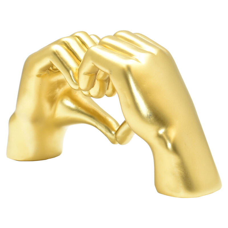 HomeRoots 4" Gold Resin Heart Hands Tabletop Sculpture image number 2
