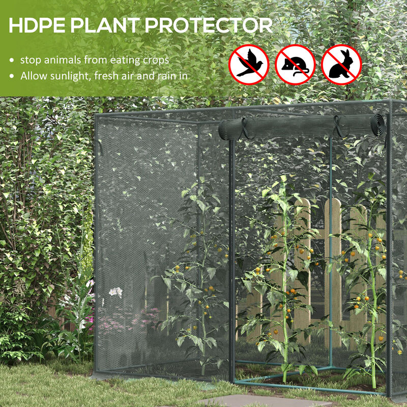 Outsunny 10' x 6.5' Crop Cage, Plant Protection Tent with Zippered Doors for Vegetable Garden, Backyard, Black