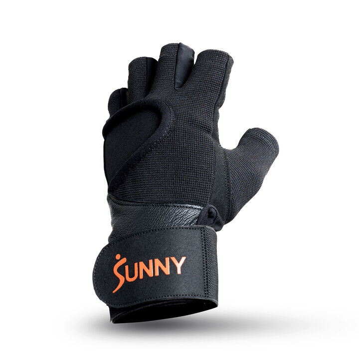Sunny Health & Fitness Weightlifting Gloves with Built-In Wrist Compression and Padded Palm for Strength Training