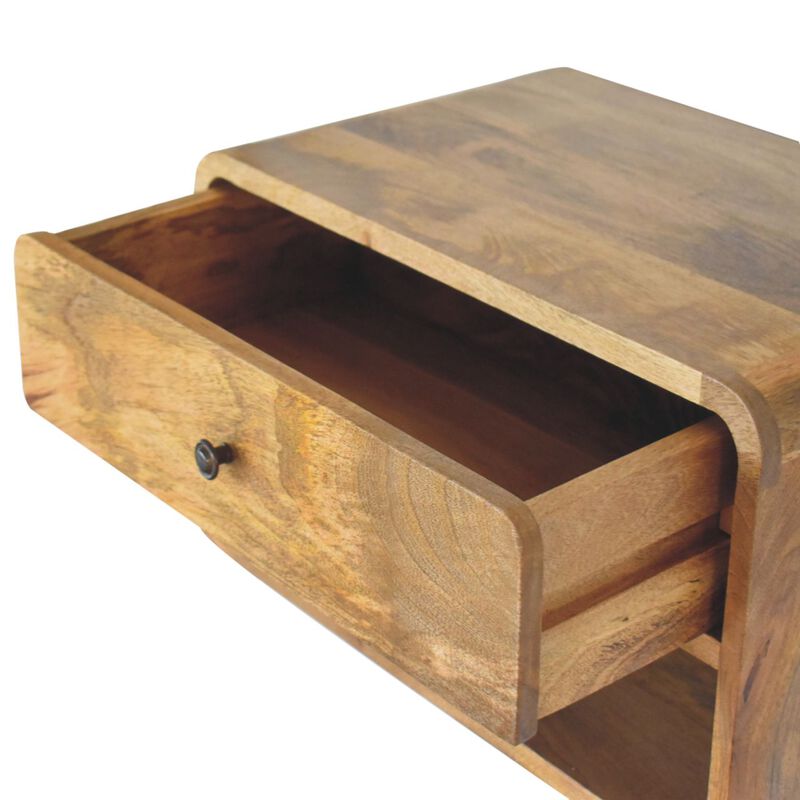 Artisan Furniture Solid Wood Large Floating Curve Open Slot Bedside