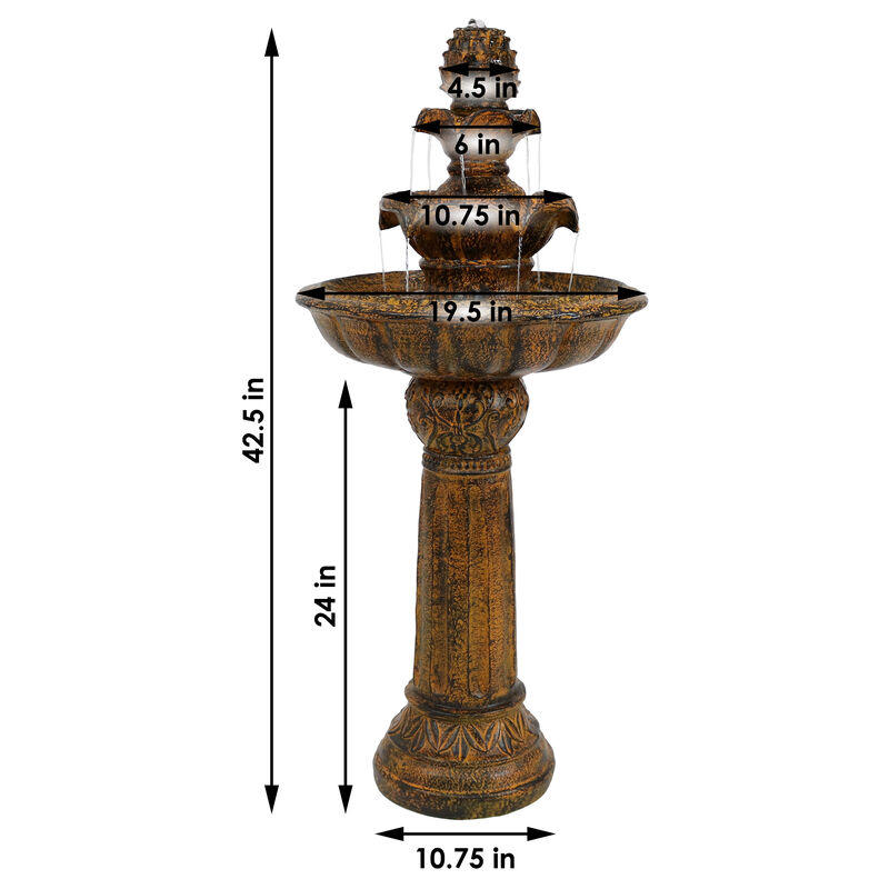 Sunnydaze Ornate Elegance Outdoor Solar Fountain with Battery
