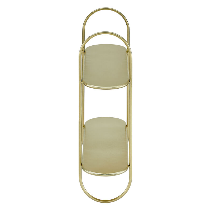 Two-Tier Warm Gold Metal Hanging Bracket Wall Mounted Shelf