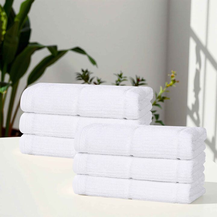 Soft Hand Towels Set of 6 in Smart Twist Viscose Cotton Blend