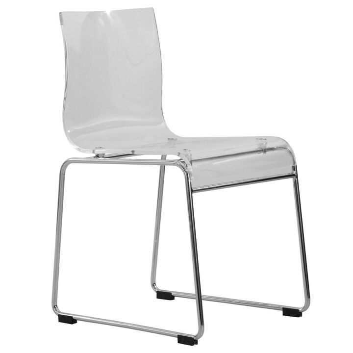 LeisureMod Lima Modern Acrylic Chair with Molded Seat and Chrome Legs, Stylish and Durable Design Perfect for Kitchen, Dining Room, Office, or Lounge