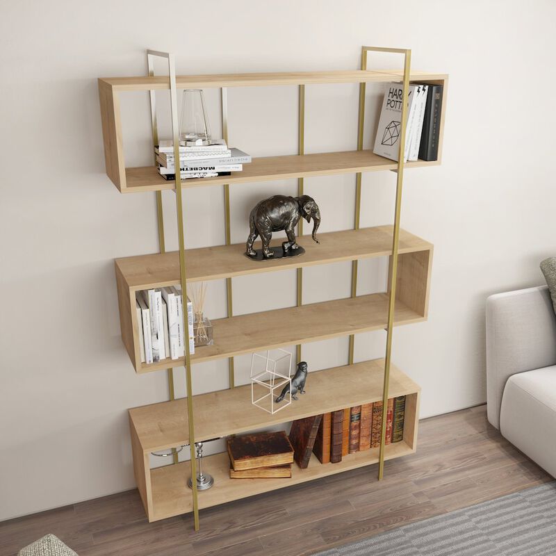 Decorotika Bruti Bookcase Sapphire Oak Gold